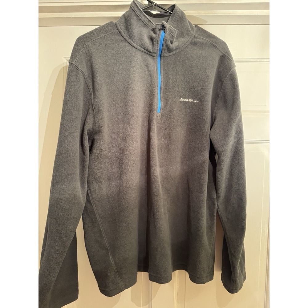 Eddie Bauer Fleece Jacket Quarter Zip Large Gray Polartec Men's Large Outdoor